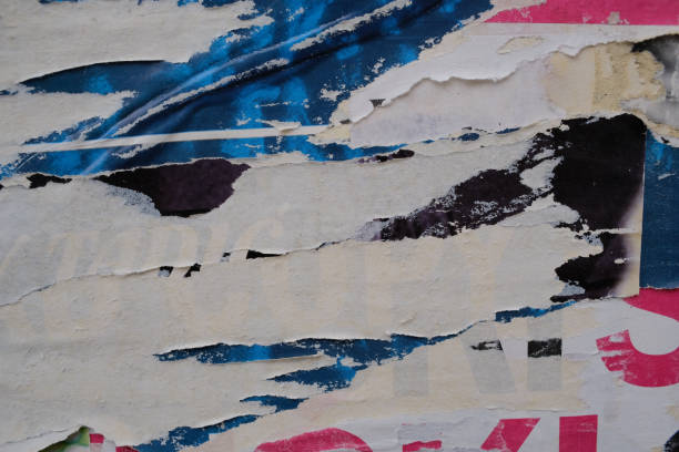 istock Torn street poster background, abstract old paper collage 1483360289