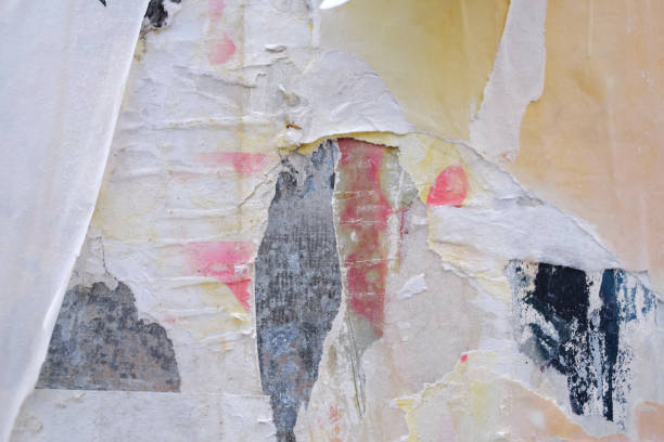 istock Torn street poster background, abstract old paper collage 1483360362