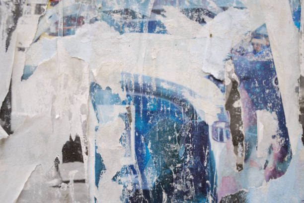 istock Torn street poster background, messy and abstract paper collage 1483360393