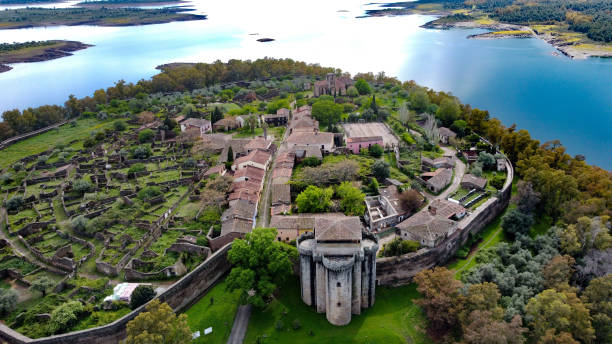 istock Panoramic landscape from above of Granadilla, Extremadura 1483361125