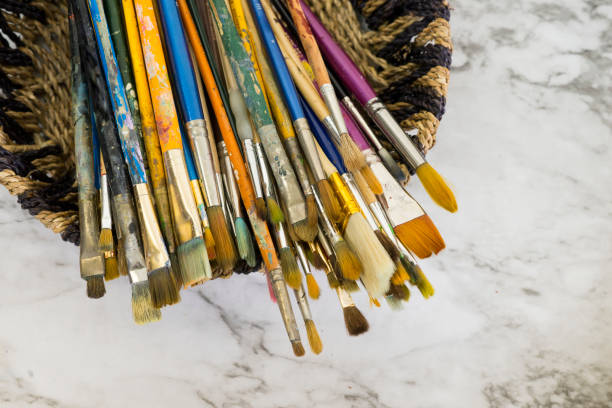 Pile of Paintbrushes stock photo