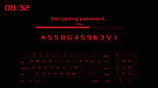 Cracking Password Interface With Keyboard Hacker Vector Hud Stock ...