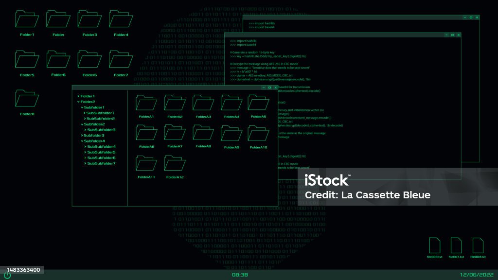Hacker And Programmer Desktop Interface Code Window And Folders Vector ...