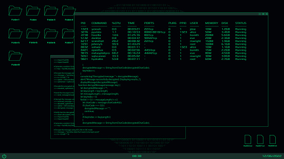 Hacker And Programmer Desktop Interface Code Window And Folders Vector ...