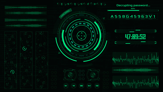 Hacker Interface Screen Hacking High Tech Ui With Timer Vector Password ...