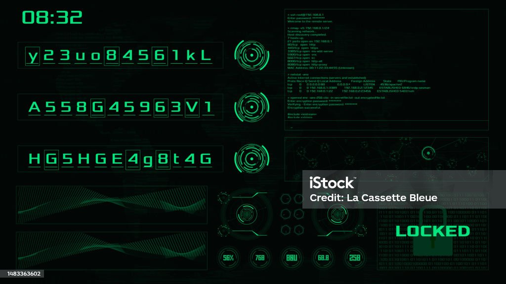 Hacker Interface Screen Hacking High Tech Ui With Timer Vector Password ...