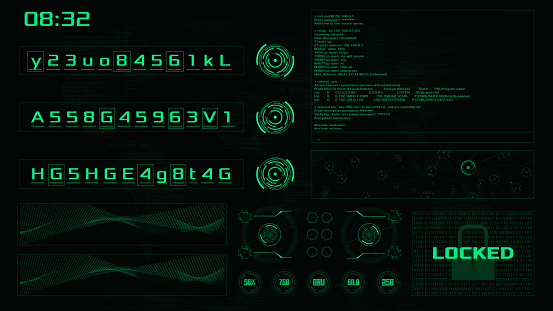 Hacker Interface Screen Hacking High Tech Ui With Timer Vector Password ...