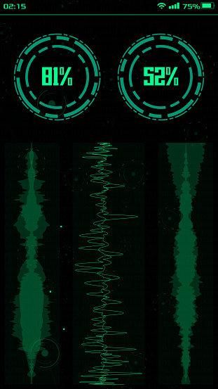 Hacker Phone Interface With Audio Wave And Loading Circle Stock ...