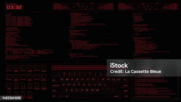 Spy And Hacker Code Window Interface With Keyboard Vector Hud Stock ...