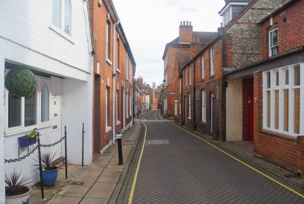 A Narrow Lane in Winchester City with terraced houses
