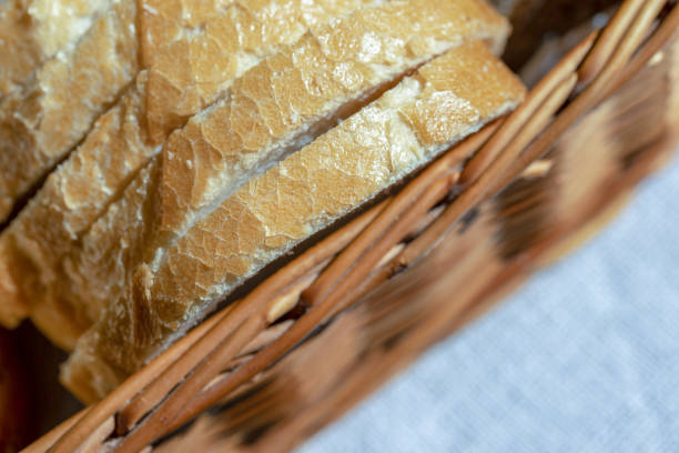 istock white wheat bread cut into slices with a baked crust in a wicker basket 1483369983