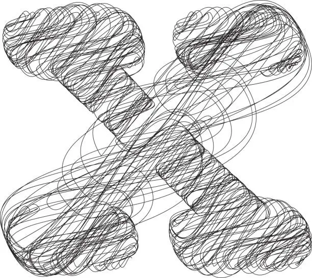 Vector illustration of Abstract Doodle Letter x