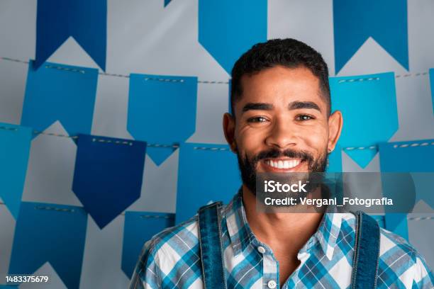 Festa Junina Party In Brazil Portrait Of Brazilian Man Smiling At Traditional Festival In Caipira Clothes Stock Photo - Download Image Now