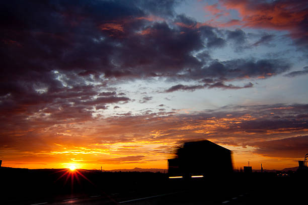 istock Powerful sunrise and heavy traffic 148337696