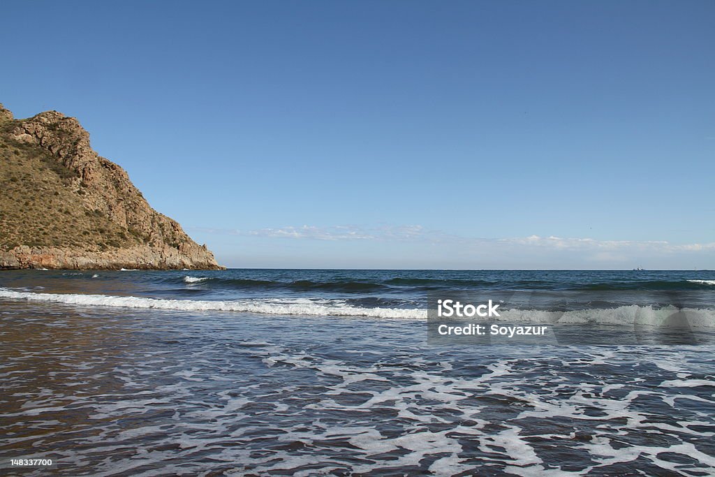 Mediterranean waves Spanish beach of El Gorguel, Murcia. Beach Stock Photo