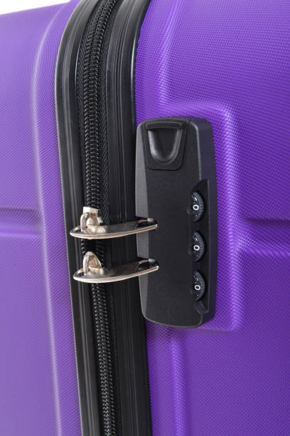 istock Purple travel suitcase on a white background 1483387550