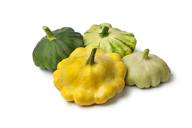 diferentes tipos de abóboras pattypan - pattypan squash imagens e fotografias de stock