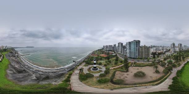istock Aerial 360 Lighthouse on Coast 1483395743