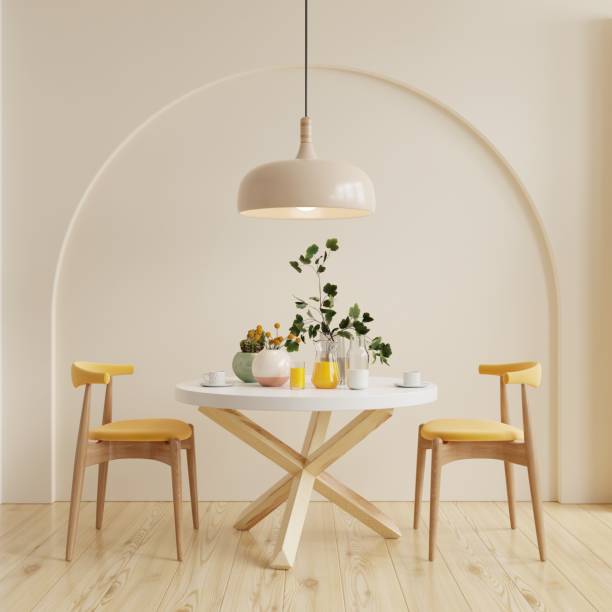 istock Modern dining room interior design with cream color wall. 1483399394