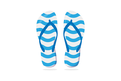 Flip flops isolate on a white background. Slippers icon. Colored flip flops blue on white background. Vector illustration.