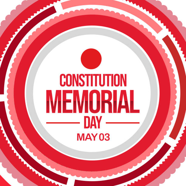 japan constitution memorial day wallpaper with red design shapes and typography in the center - sale stock illustrations