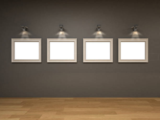 istock Art Gallery Wall photo Framed. 3d rendering illustration. 1483413699