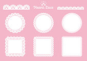 Heart motif lace frame and line set 2 white
