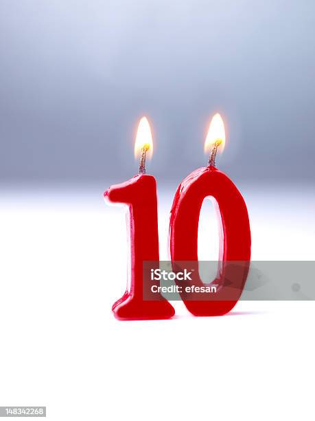 Cumpleaños Aniversario Nr 10 Foto de stock y más banco de imágenes de 10-11 años - 10-11 años, Aniversario, Vela - Equipo de iluminación