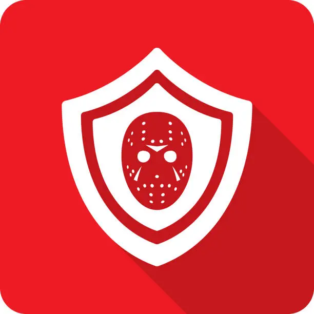 Vector illustration of Shield Hockey Mask Icon Silhouette