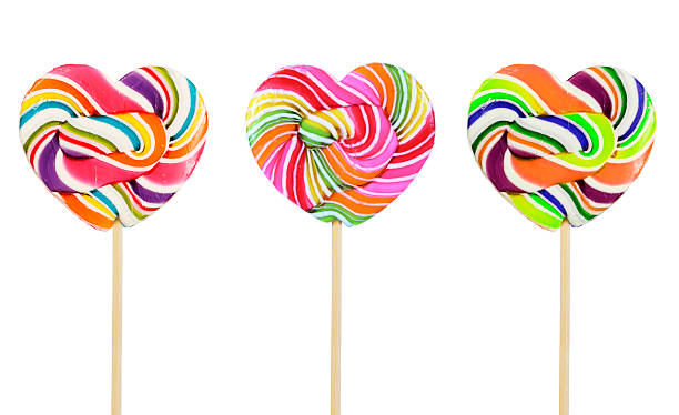 istock Retro style colorful heart shape lollipop 148343951
