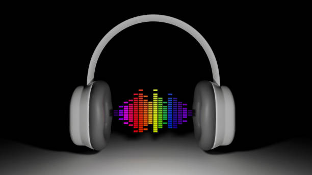 istock headphones icon with sound wave beats, 3d rendering 1483439783