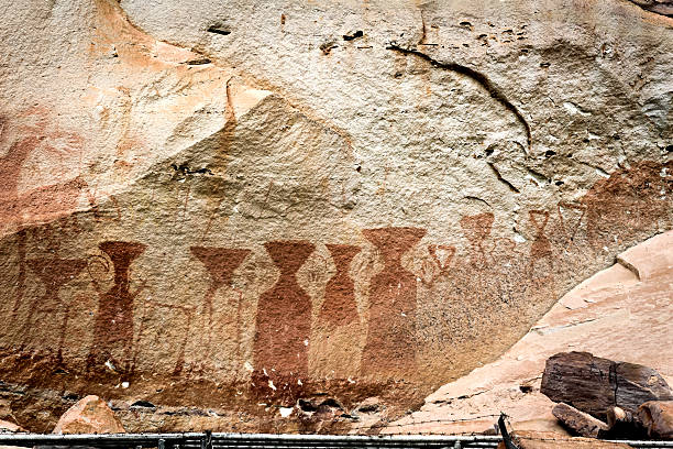 istock Abstract Art at Pha Taem Prehistoric Cliff Painting 148343993