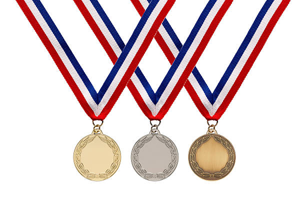 istock Gold, Silver and Bronze Medals on Ribbons with clipping path 148344046
