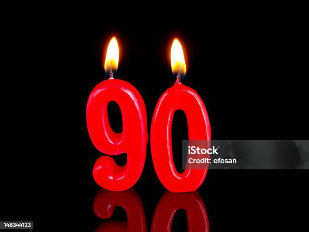 Anniversarybirthday Candles Nr 90 Stock Photo - Download Image Now - Candle, Number 90, Number 9