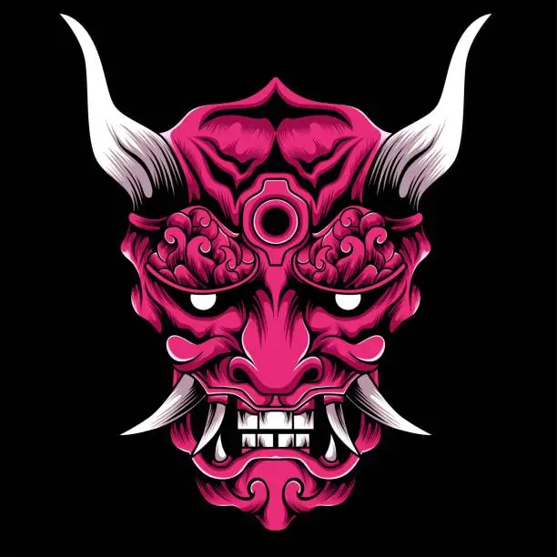 Vector illustration of Oni mask samurai vector illustration