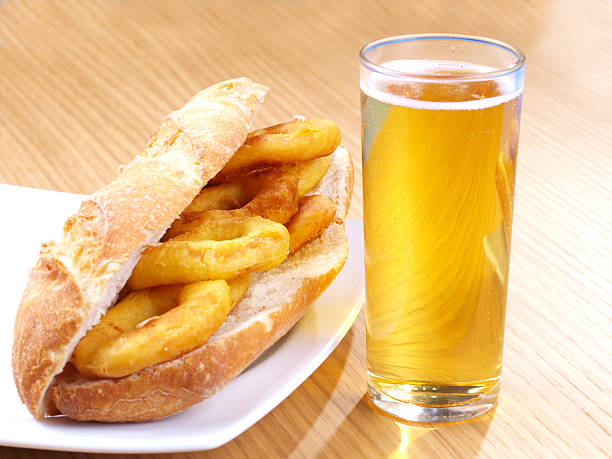 Squid Sandwich - Fried Calamari Sandwich stock photo