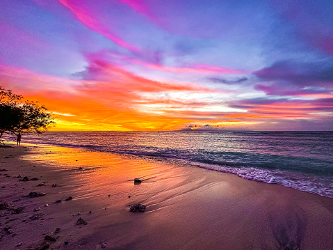 Sunset in Gili Trawangan beach in Lombok, Indonesia, south east Asia