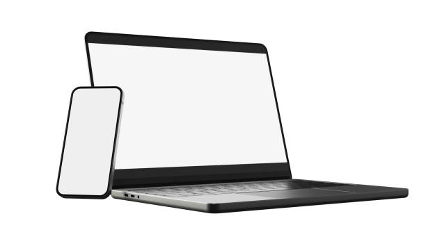 istock Laptop PC and mobile smartphone screen mockup, 3d rendering 1483446974