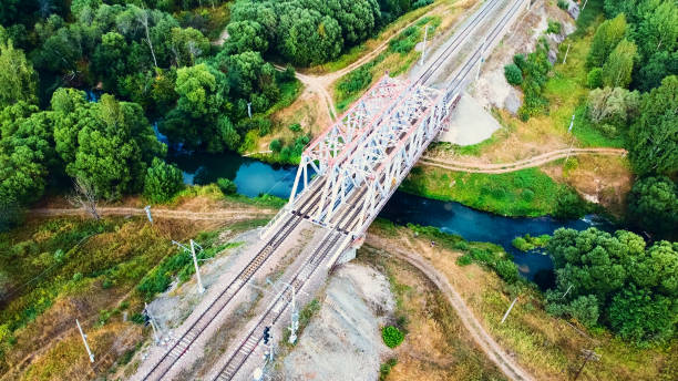 istock Railway in summer view from above 1483449226