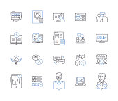 istock Digital content outline icons collection. Digital, Content, Online, Technology, Media, Data, Platforms vector and illustration concept set. Network, Social, Design linear signs 1483449798