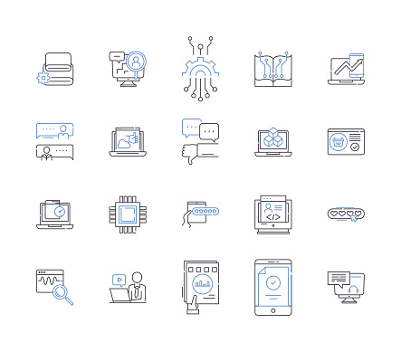 DevOps line icons collection. automation, collaboration, agile, tools, cloud, CI/CD, deployment vector and linear illustration. DevSecOps, containerization, agile outline signs set