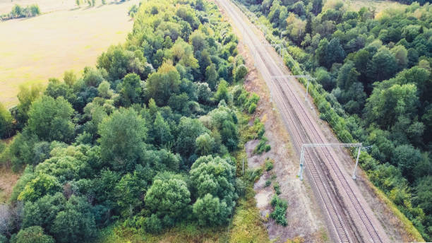 istock Railway in summer view from above 1483450886