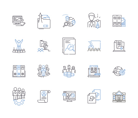 Department members line icons collection. Staff, personnel, associates, employees, members, workers, colleagues vector and linear illustration. colleagueship, team, team-members outline signs set