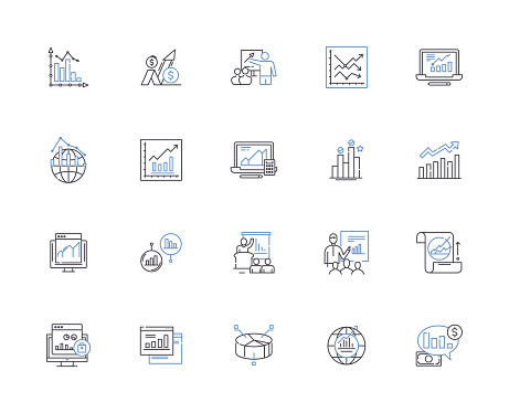 Data visualization line icons collection. Data, Visualization, Chart, Graph, Map, Plot, Diagram vector and linear illustration. Analysis,Table,Scatter outline signs set