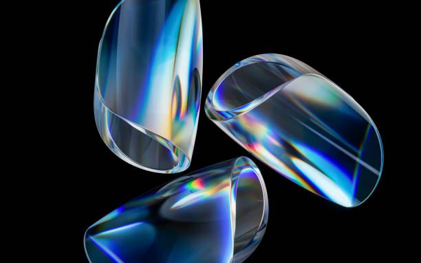 istock Colorful curve glass with dispersion, 3d rendering. 1483457177