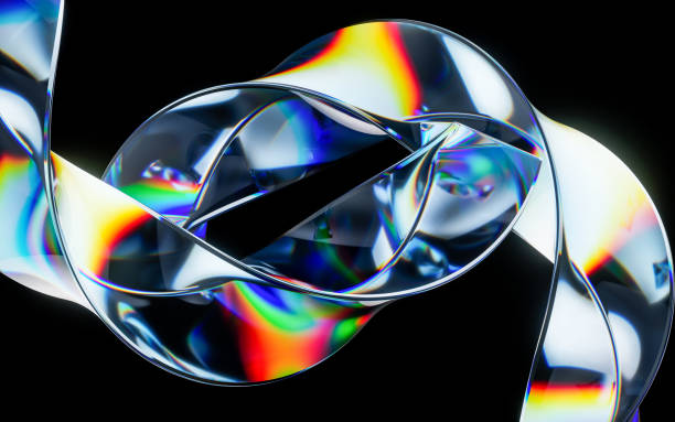 istock Colorful curve glass with dispersion, 3d rendering. 1483457603