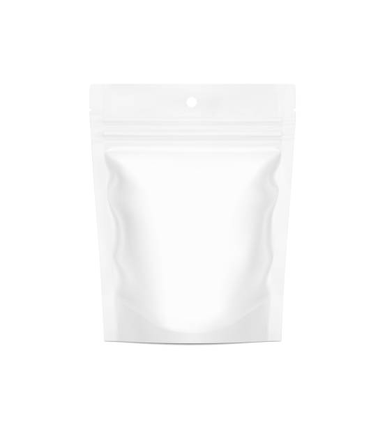 istock Food pouch stand up bag mockup. Vector illustration isolated on white background. Front view. 1483460256