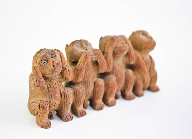 istock three monkeys and a special one isolated on white background 148346792