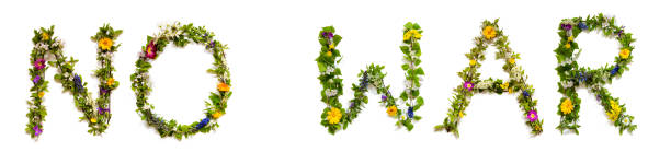 istock Colorful Flowers Building Word No War, Isolated Background 1483468998