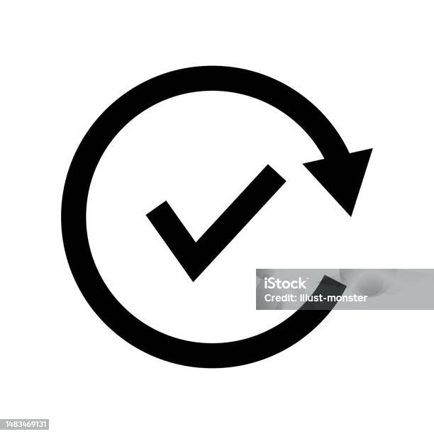 Progress Check Hand Sign Rotated Arrow And Check Mark Progress Status Vector Stock Illustration ...